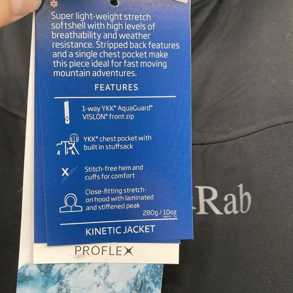 Massdrop x RAB Kinetic Jacket Men's sz L Black Waterproof Full Zip Hooded Rain - Picture 10 of 12